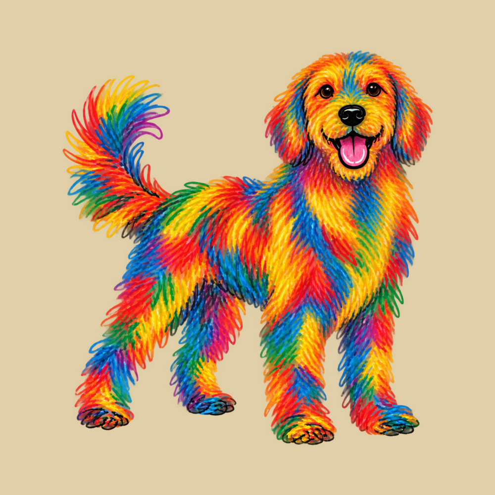 Rainbow Crayon Golden Retriever T-Shirt