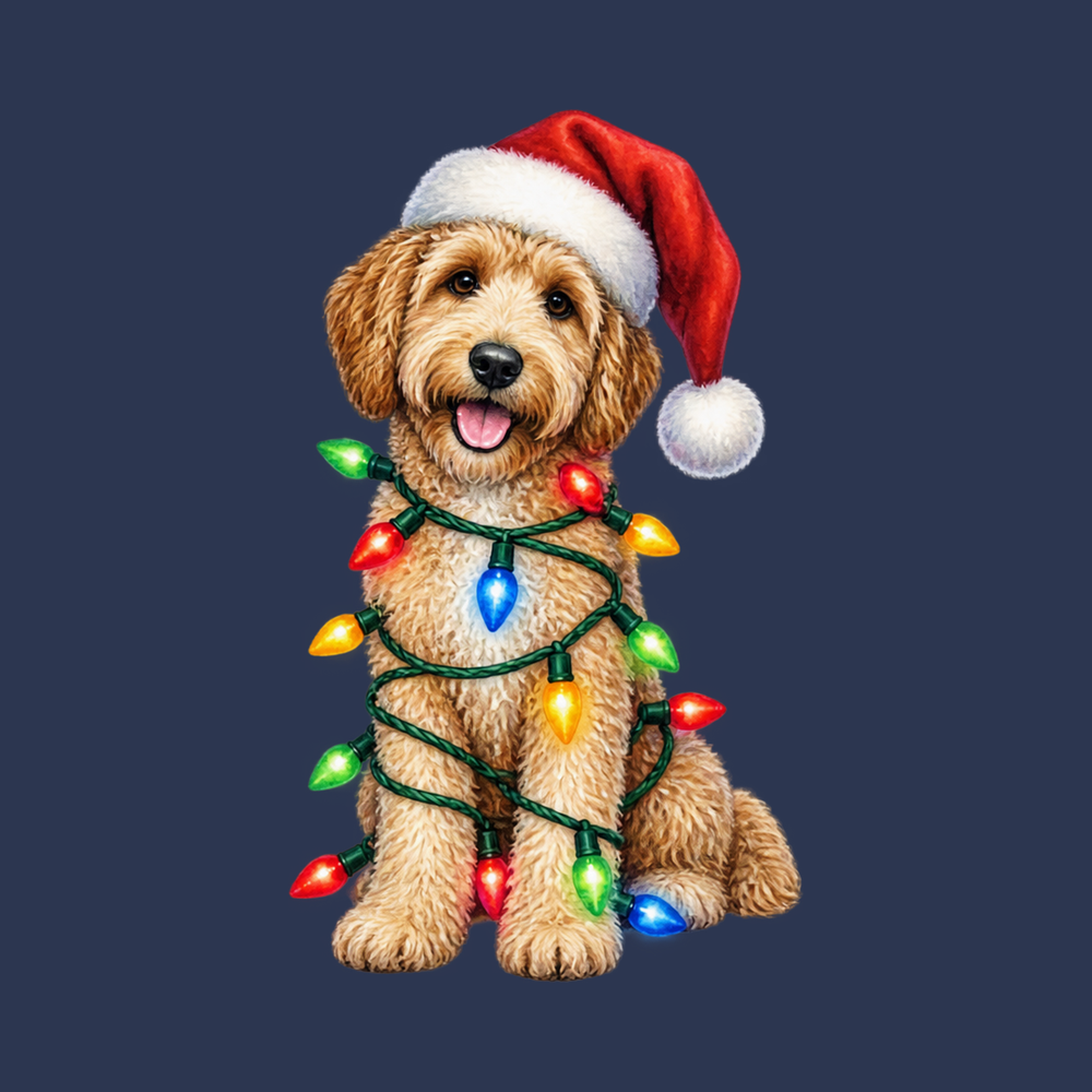 Goldendoodle Christmas Lights Santa Hat Doodle Christmas Tee Shirt