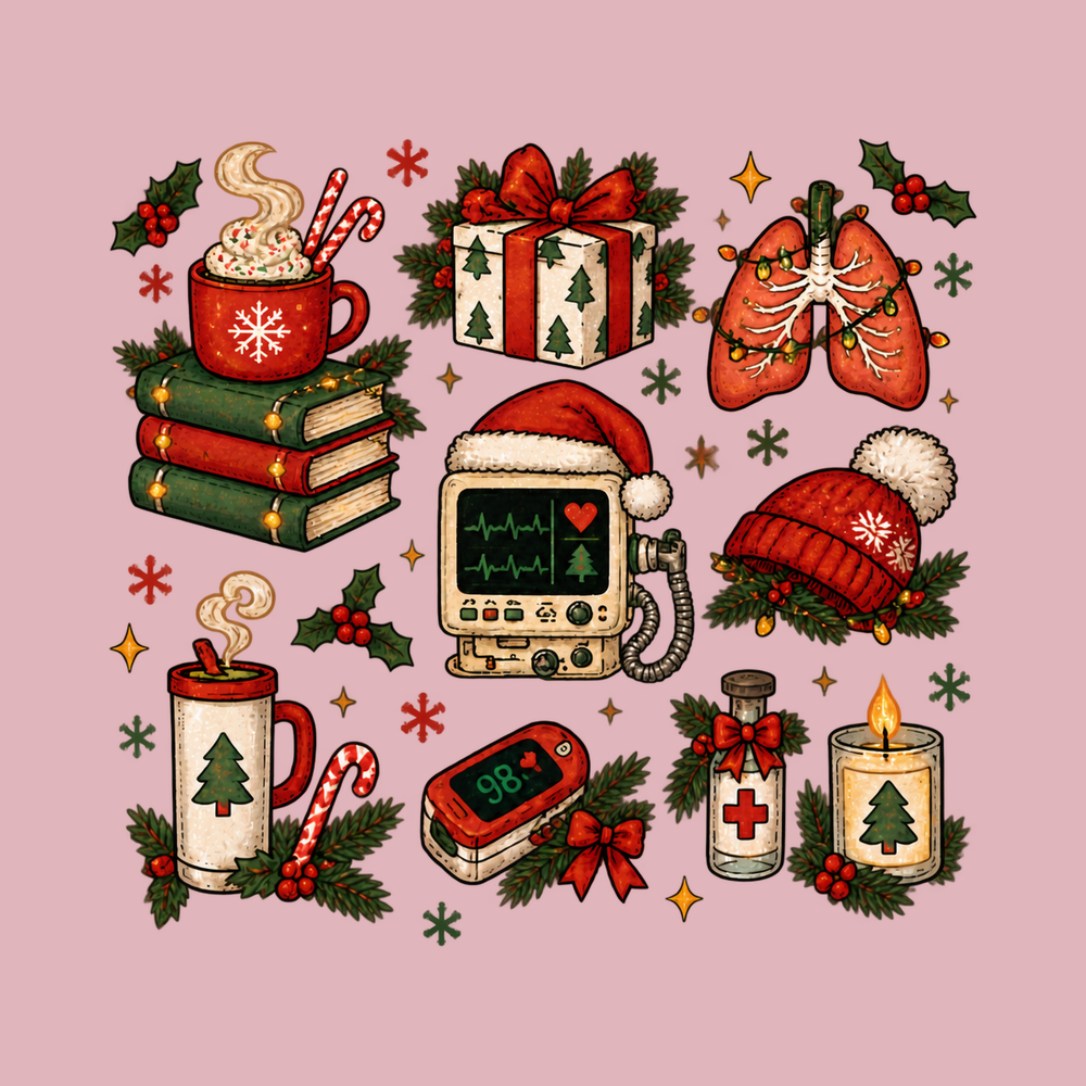 Festive Medical Holiday Icons Funny Nurse Christmas CNA Shirt