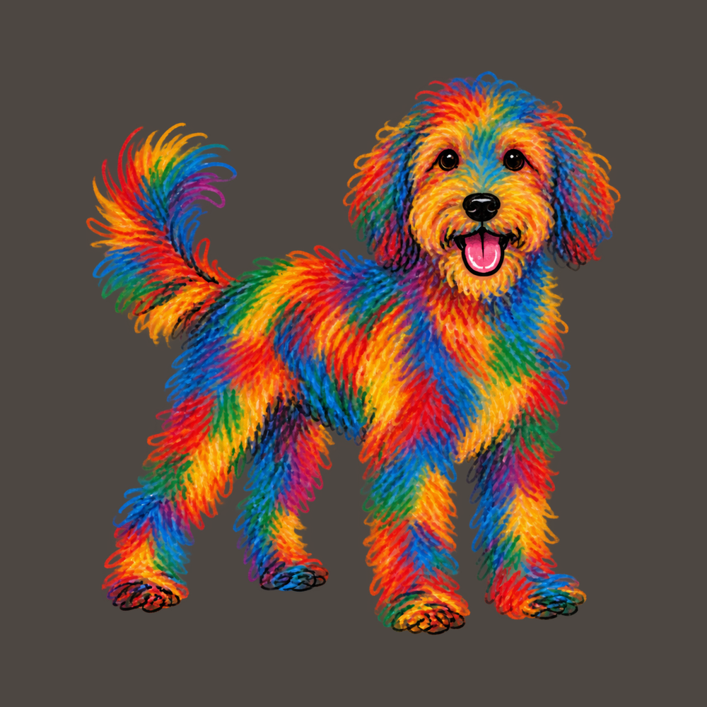 Rainbow Aussiedoodle Full Body Unisex Shirt - Rainbow Dog Tee