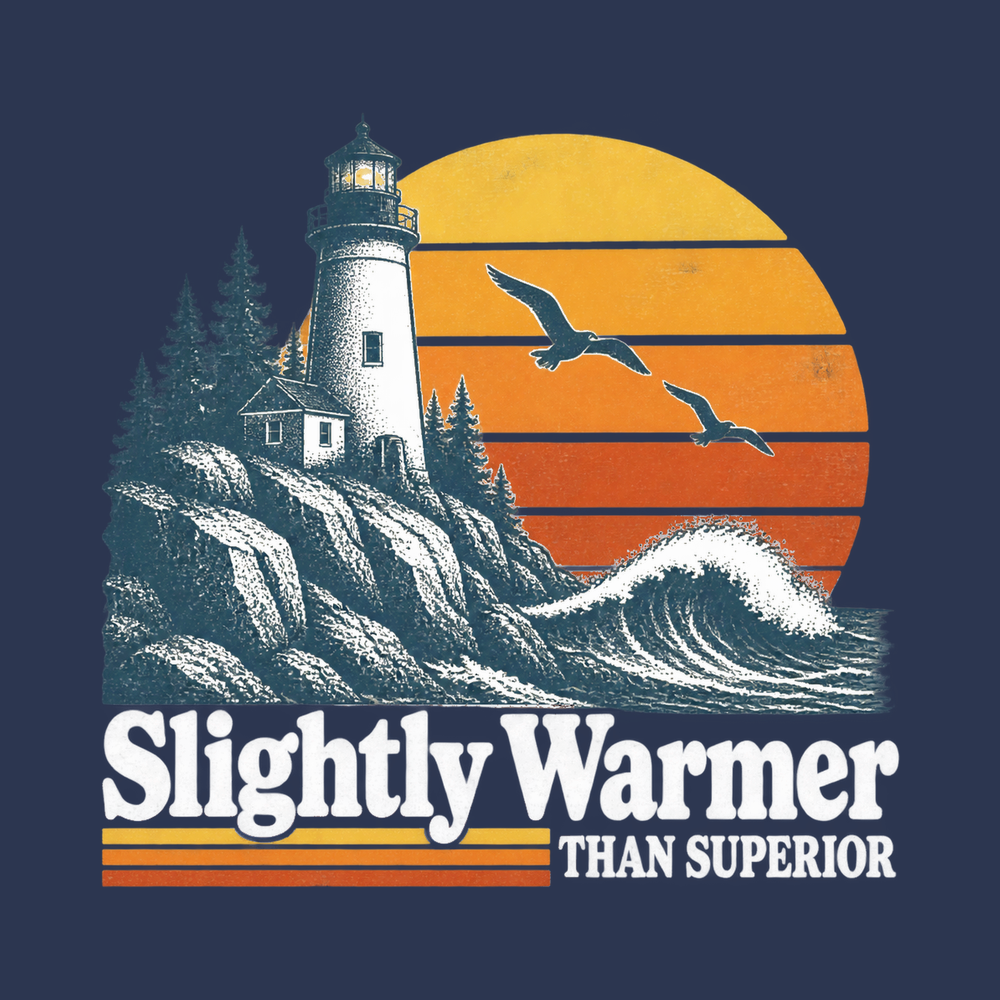 Retro Lighthouse Sunset Waves Vintage Lake Tee Great Lakes Gift