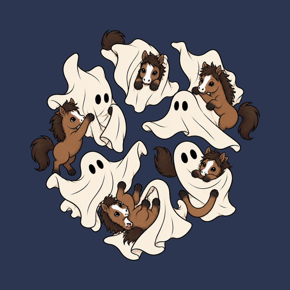Cute Ghost Playing With Horse Shirt - Spooky Horse Lover Gift
