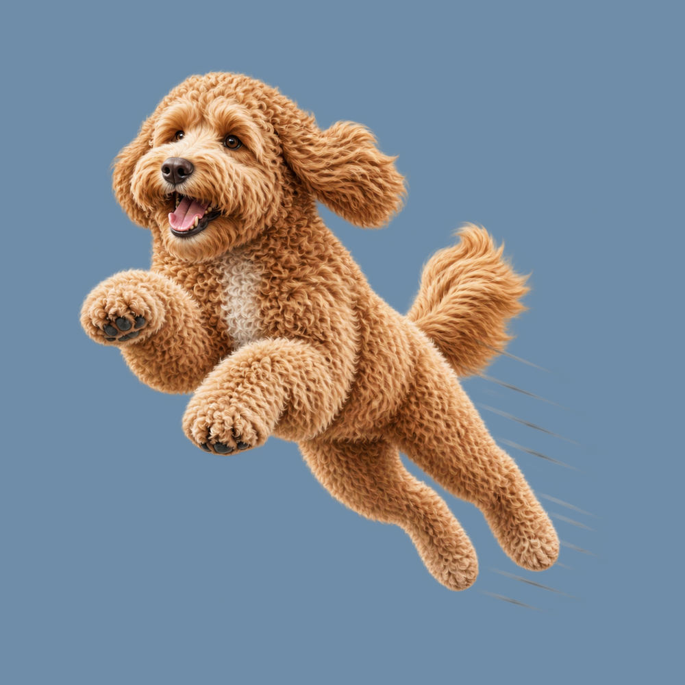 Running Goldendoodle Speed Lines2 Heavyweight Crew Neck T-Shirt