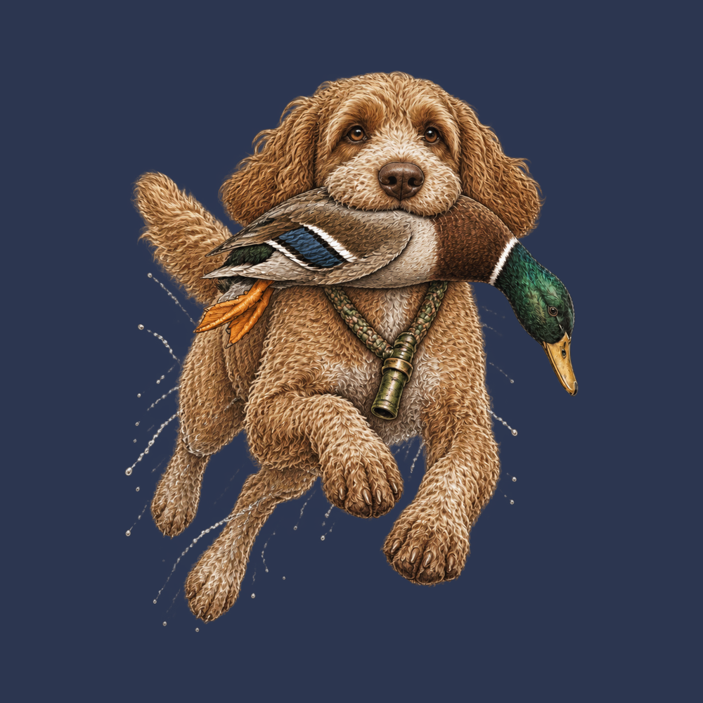 Cockapoo Holding Mallard Duck Hunting Dog Shirt Dog Lover Gift