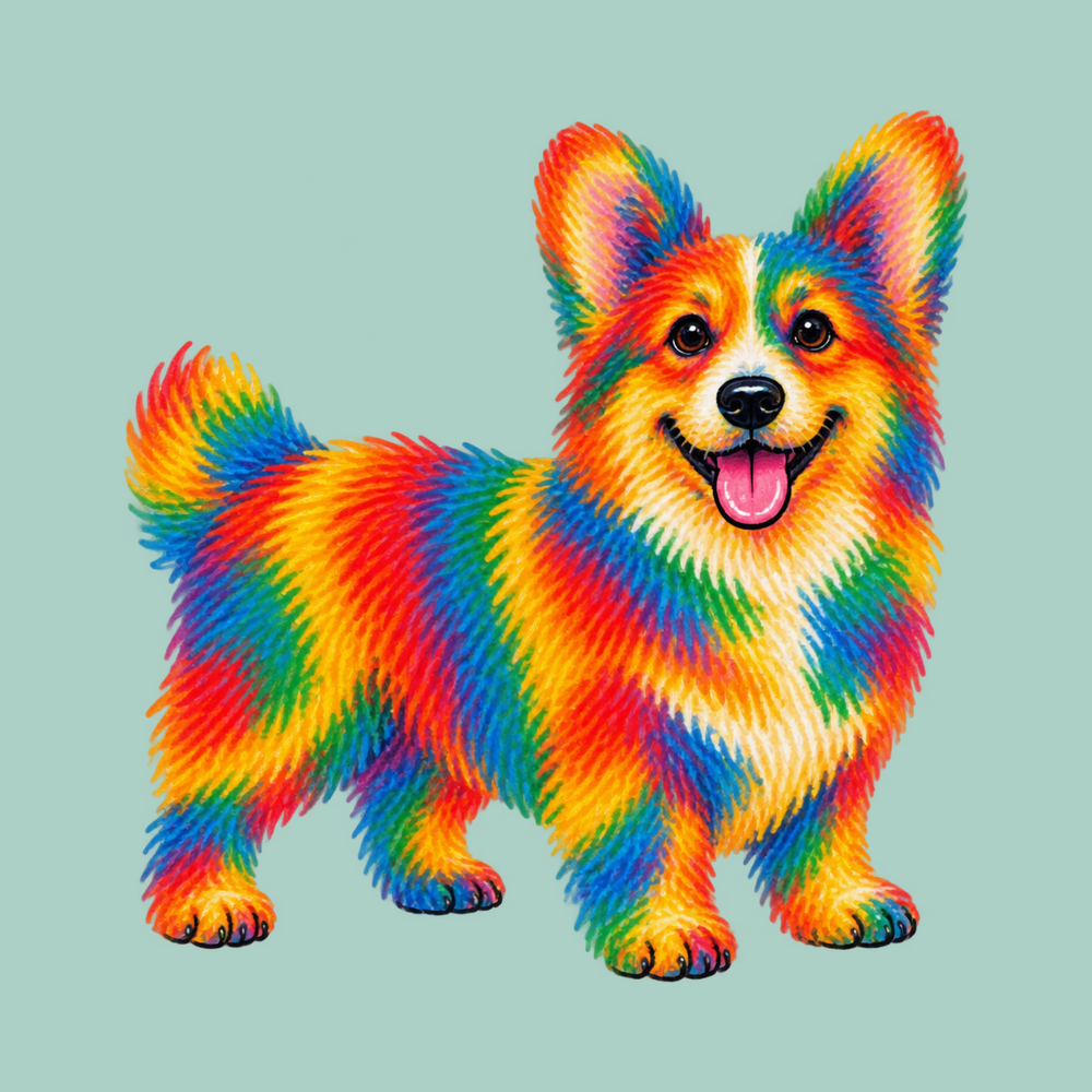 Rainbow Colored Corgi Art Pembroke Welsh Corgi Shirt Dog Lover Tee