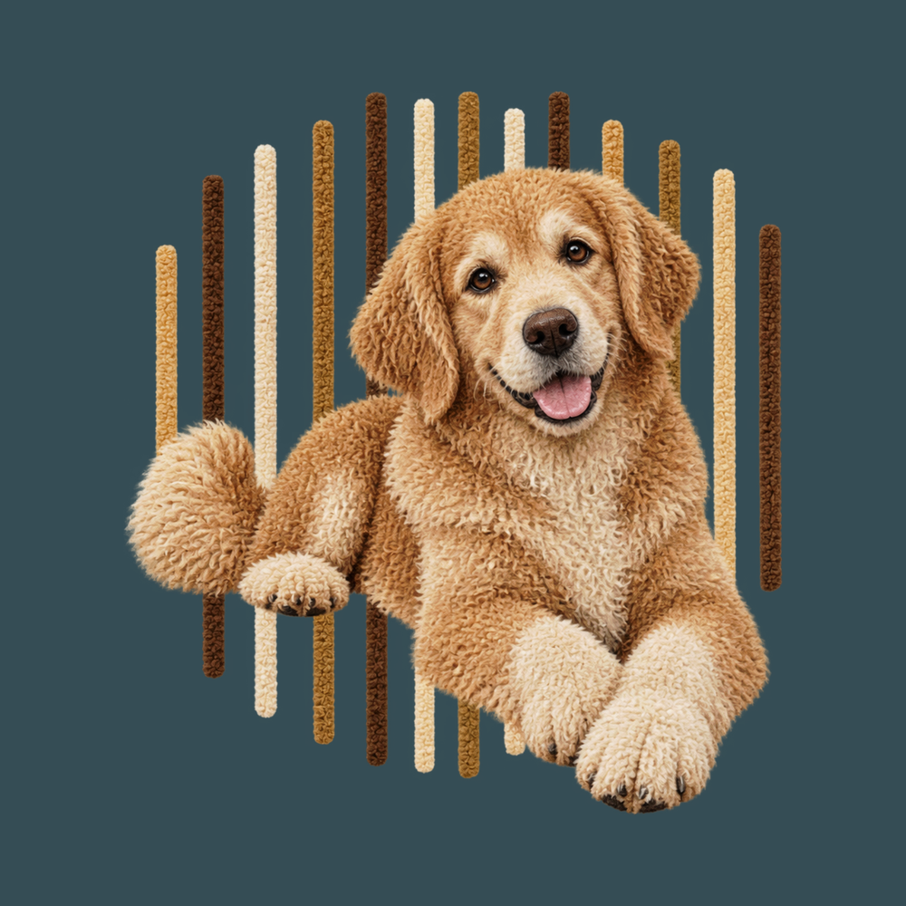 Golden Retriever Fluffy Vertical Stripes Dog Graphic Tee T-Shirt