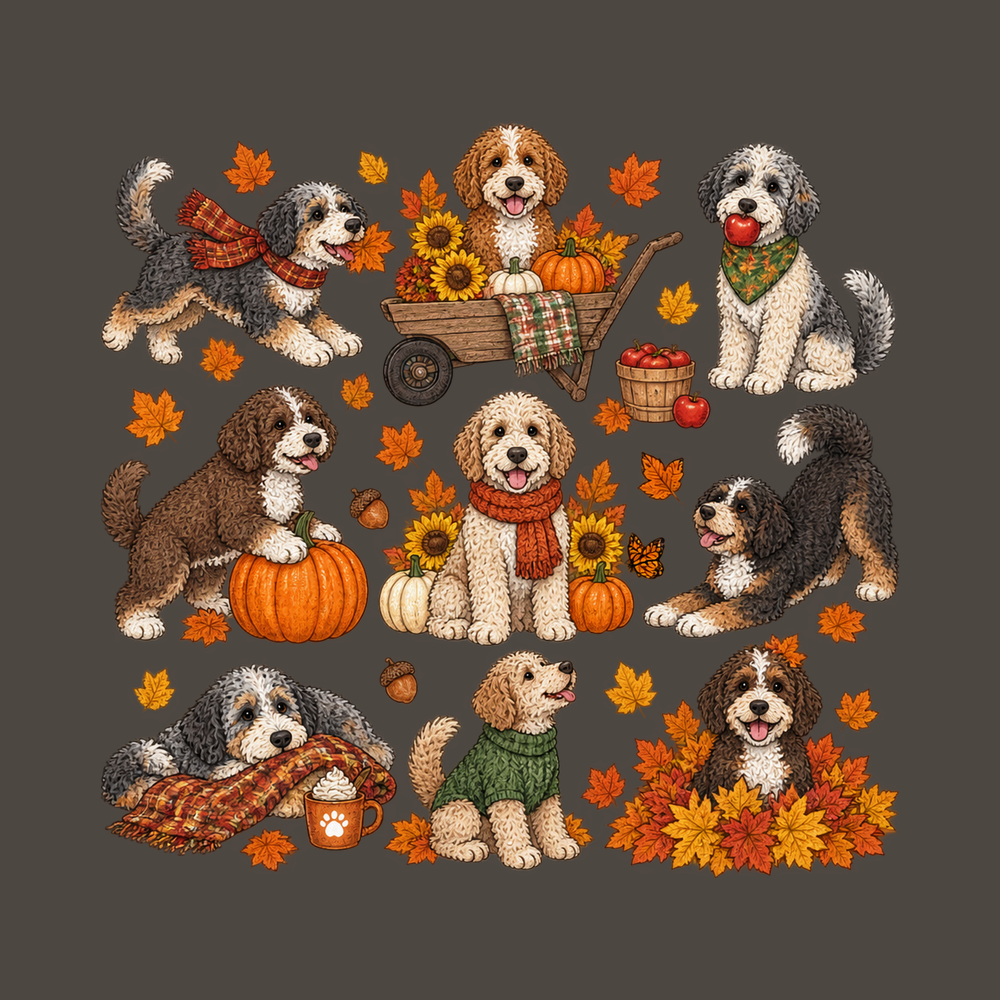 Colorful Aussiedoodle Fall Activities Shirt Doodle Lover Gift Tee