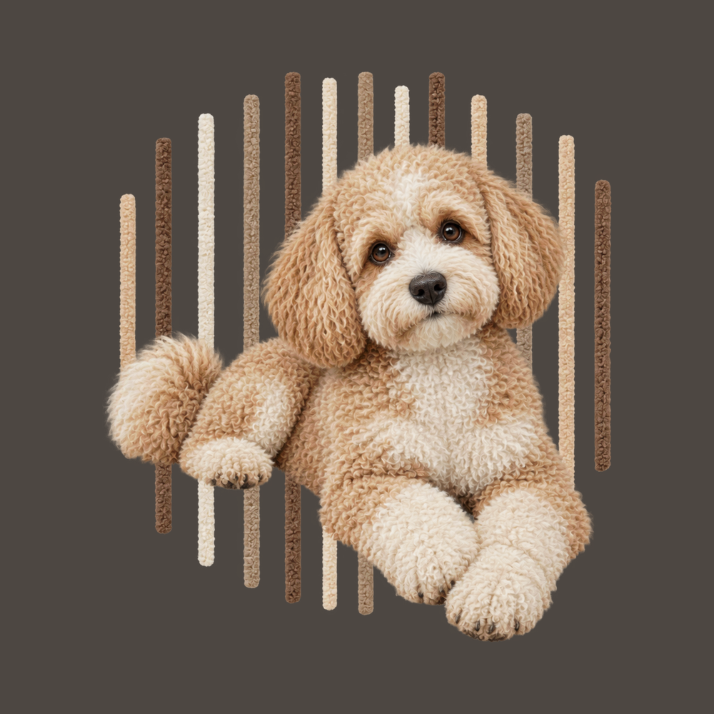 Photorealistic Maltipoo Vertical Lines Cute Puppy Tee Maltipoo Gift