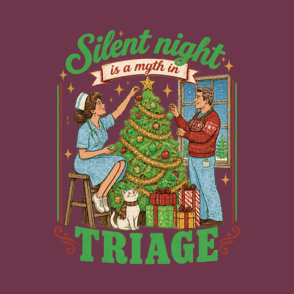 Silent Night Triage Christmas Scene Christmas Nurse Sweatshirt