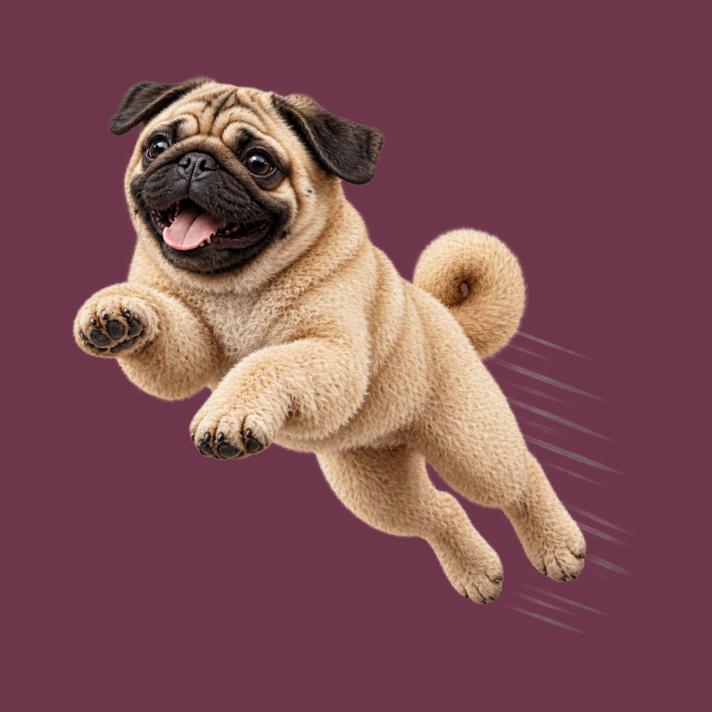 Leaping Pug Speed Lines Pug Dog Shirt and Funny Pug Tee