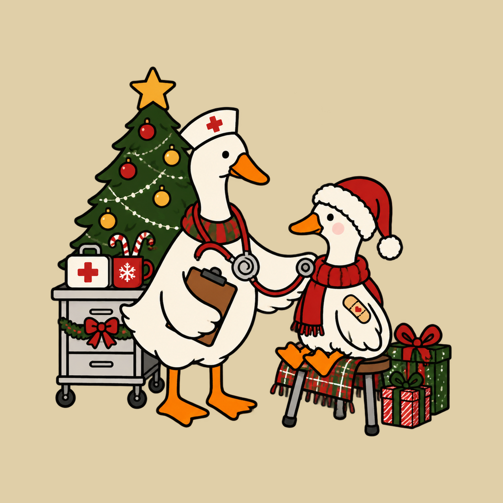 Christmas Nurse Goose Checkup ER Nurse Shirt Christmas Goose Tee