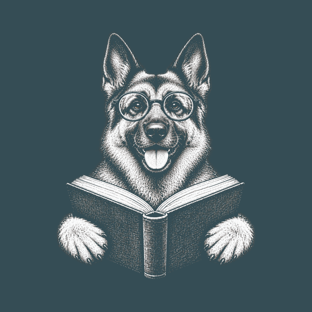 German Shepherd Reading Book Shirt Bookish Dog Tee Bookworm Gift