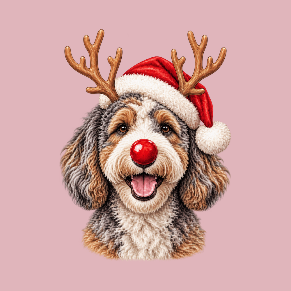 Aussiedoodle Reindeer Santa Hat Christmas Shirt Holiday Pet Gift
