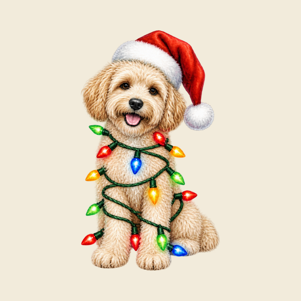 Maltipoo Santa Hat Christmas Lights Shirt Maltipoo Christmas Gift