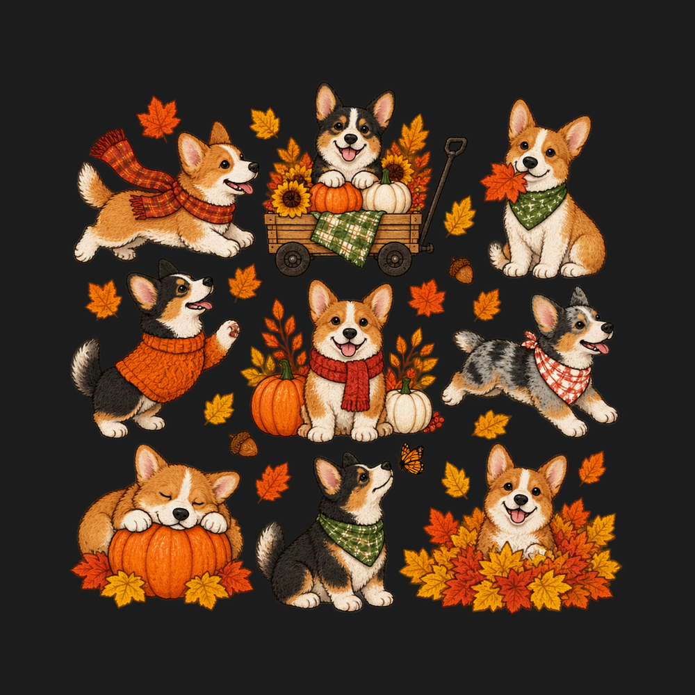 Autumn Corgi Dog Activities Vintage Wash Comfort Colors 1717 Shirt