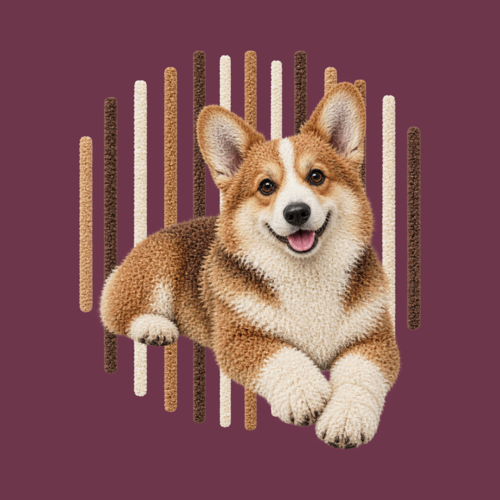 Photorealistic Corgi Vertical Lines Cute Corgi Dog Lover Shirt