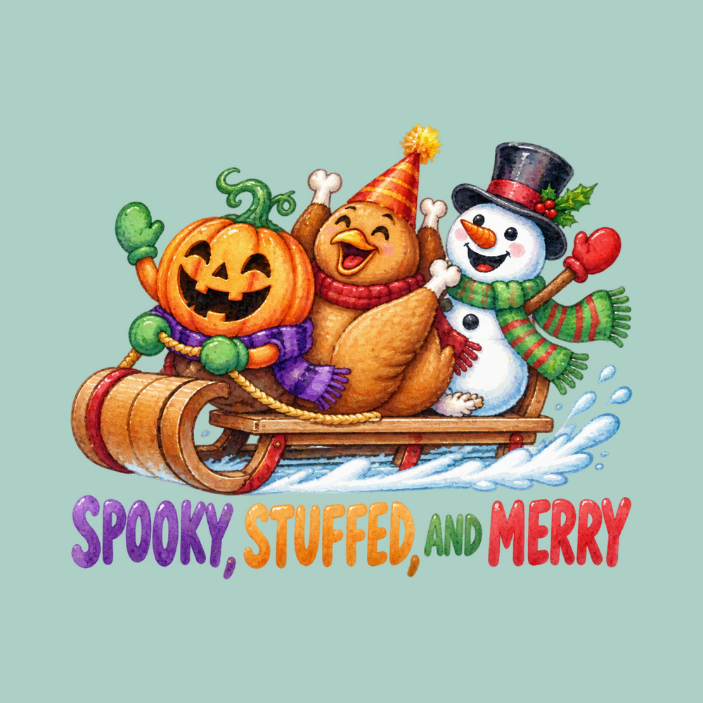 Spooky Stuffed And Merry Hallothanksmas Halloween Christmas Shirt