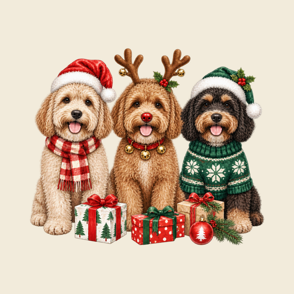 Christmas Cavapoo Trio Presents Cavapoo Shirt Christmas Dog Mom