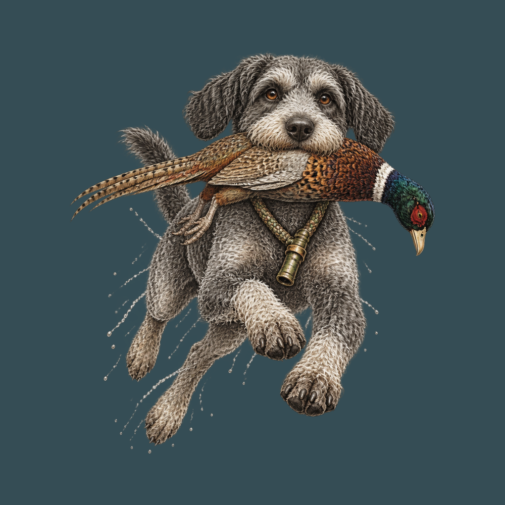 Hunting Schnoodle Carrying Pheasant Upland Bird Hunting Shirt