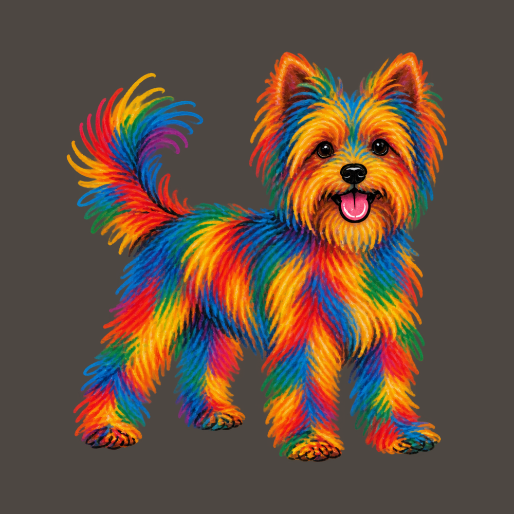 Colorful Rainbow Yorkie Dog T-Shirt Yorkshire Terrier Dog Owner Gift