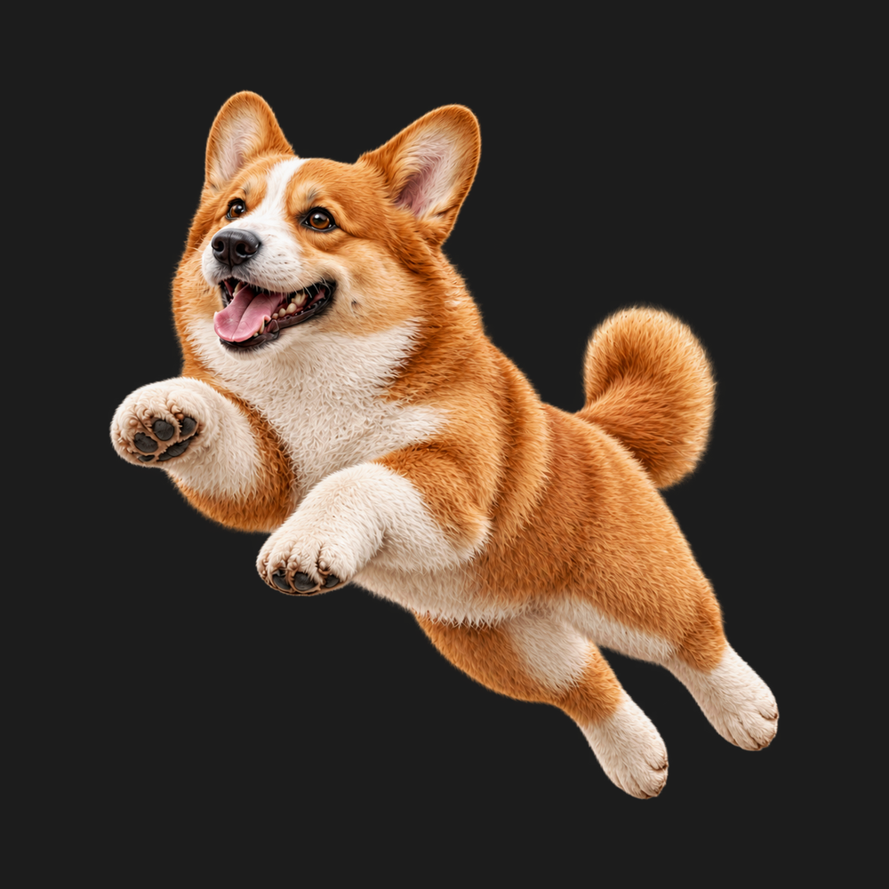 Playful Flying Corgi Dog - Vintage Wash Corgi Graphic Tee