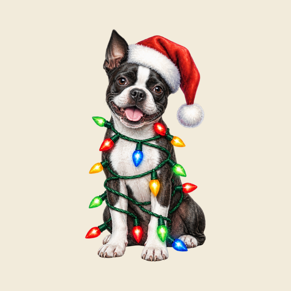 Boston Terrier Christmas Lights Comfort Colors 1717 T-Shirt