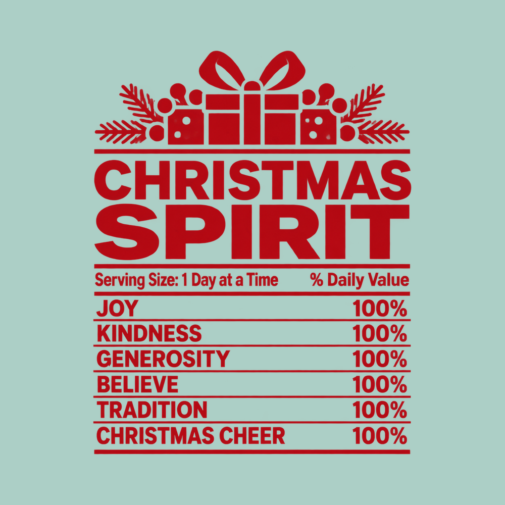 Funny Christmas Spirit Nutrition Label Tee Matching Holiday Shirts