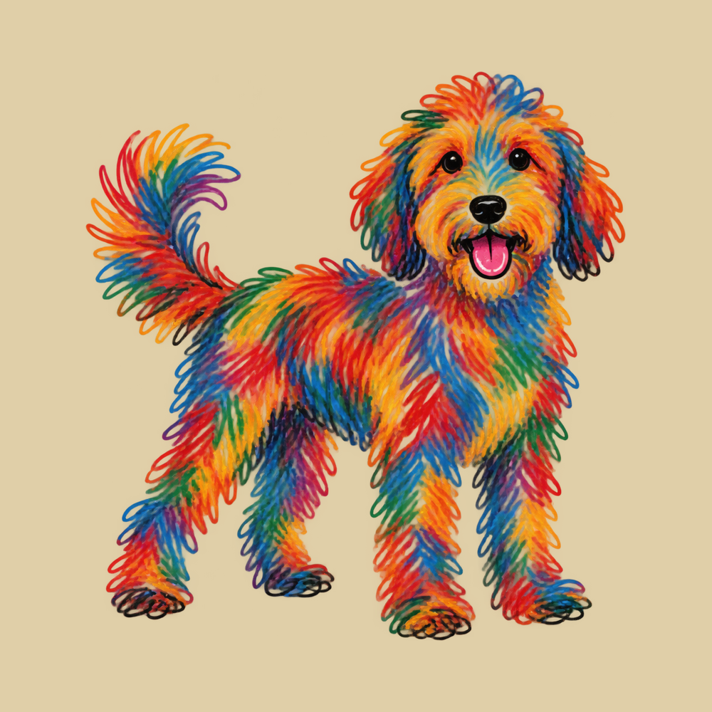 Rainbow Scribble Goldendoodle Dog Shirt for Dog Lovers