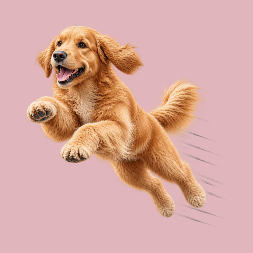 Leaping Golden Retriever Speed Lines Heavyweight Shirt