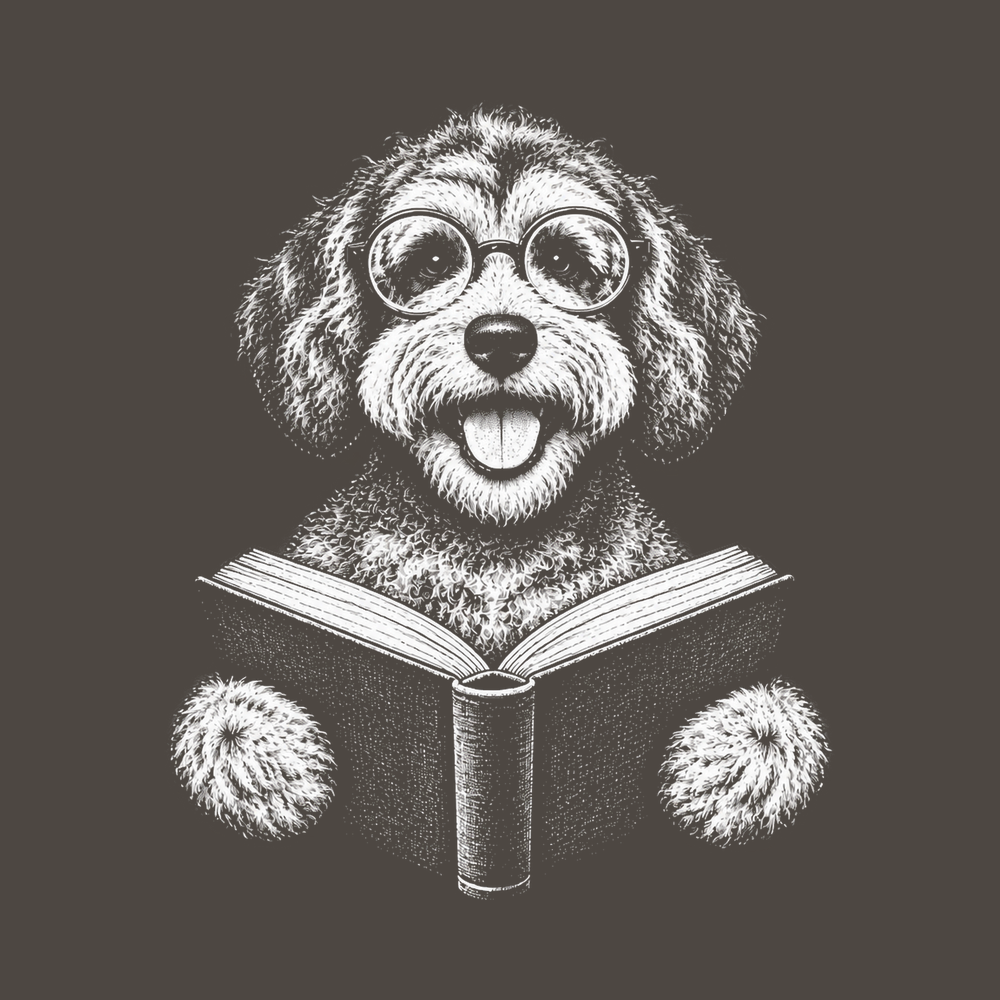 Schnoodle Reading Book Glasses Comfort Colors Bookish Dog Tee