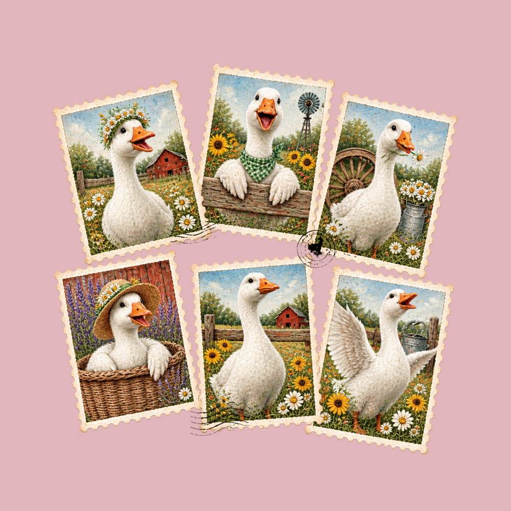 Vintage Goose Postage Stamps Collage Comfort Colors Graphic T-Shirt