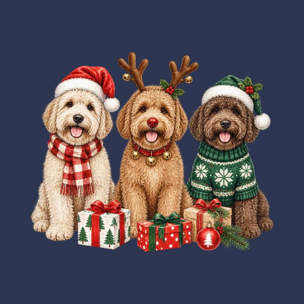 Christmas Goldendoodle Dog Trio - Dog Breed Christmas Shirt Tee