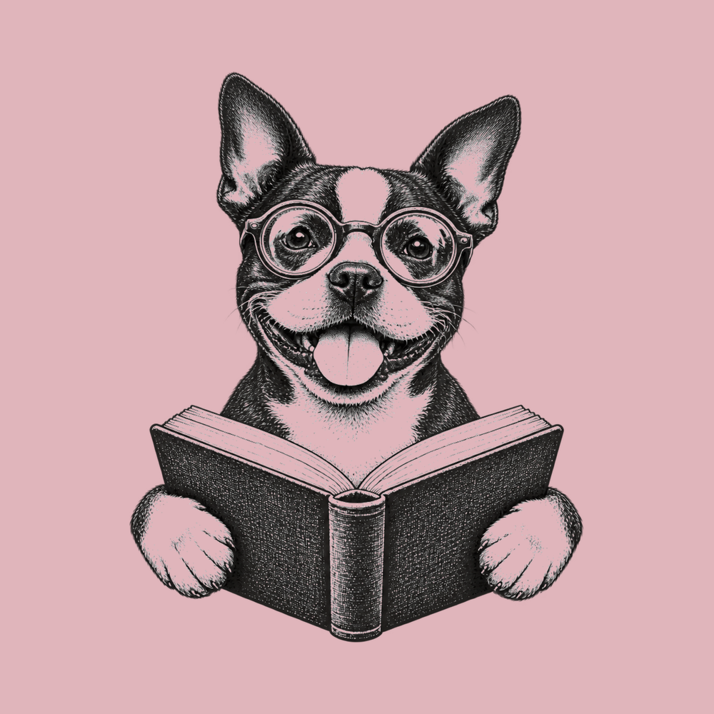 Boston Terrier Reading Book Shirt - Bookish Dog Tee for Dog Lovers