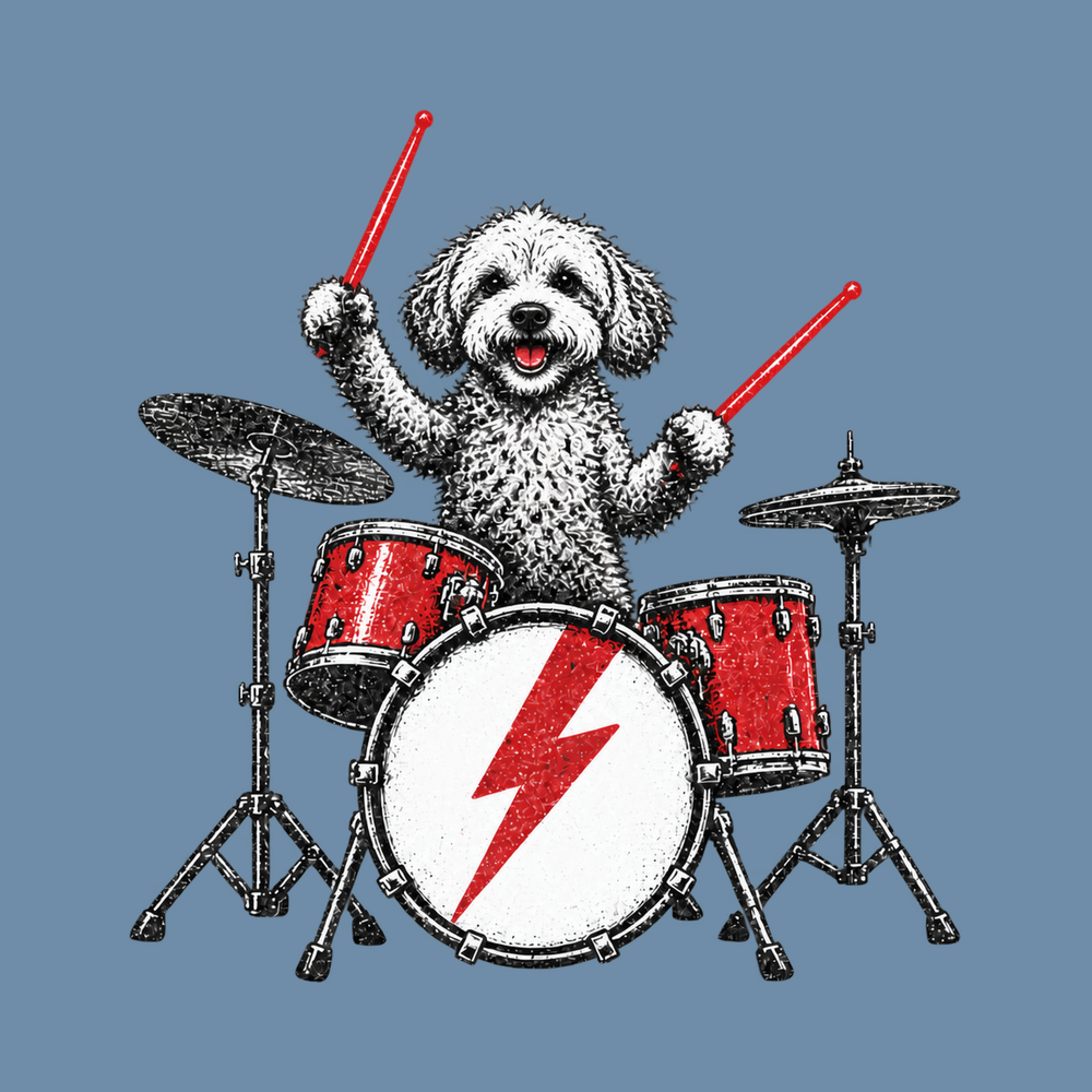 Maltipoo Drummer Rocker Dog Tee Heavyweight Vintage Music Lover Shirt