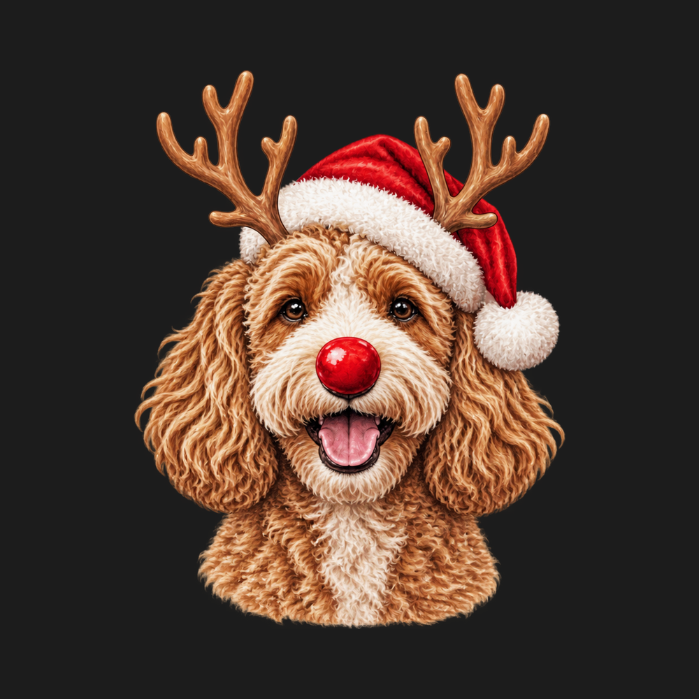 Cavapoo Rudolph Santa Hat Dog Christmas Shirt Cavapoo Mom Gift