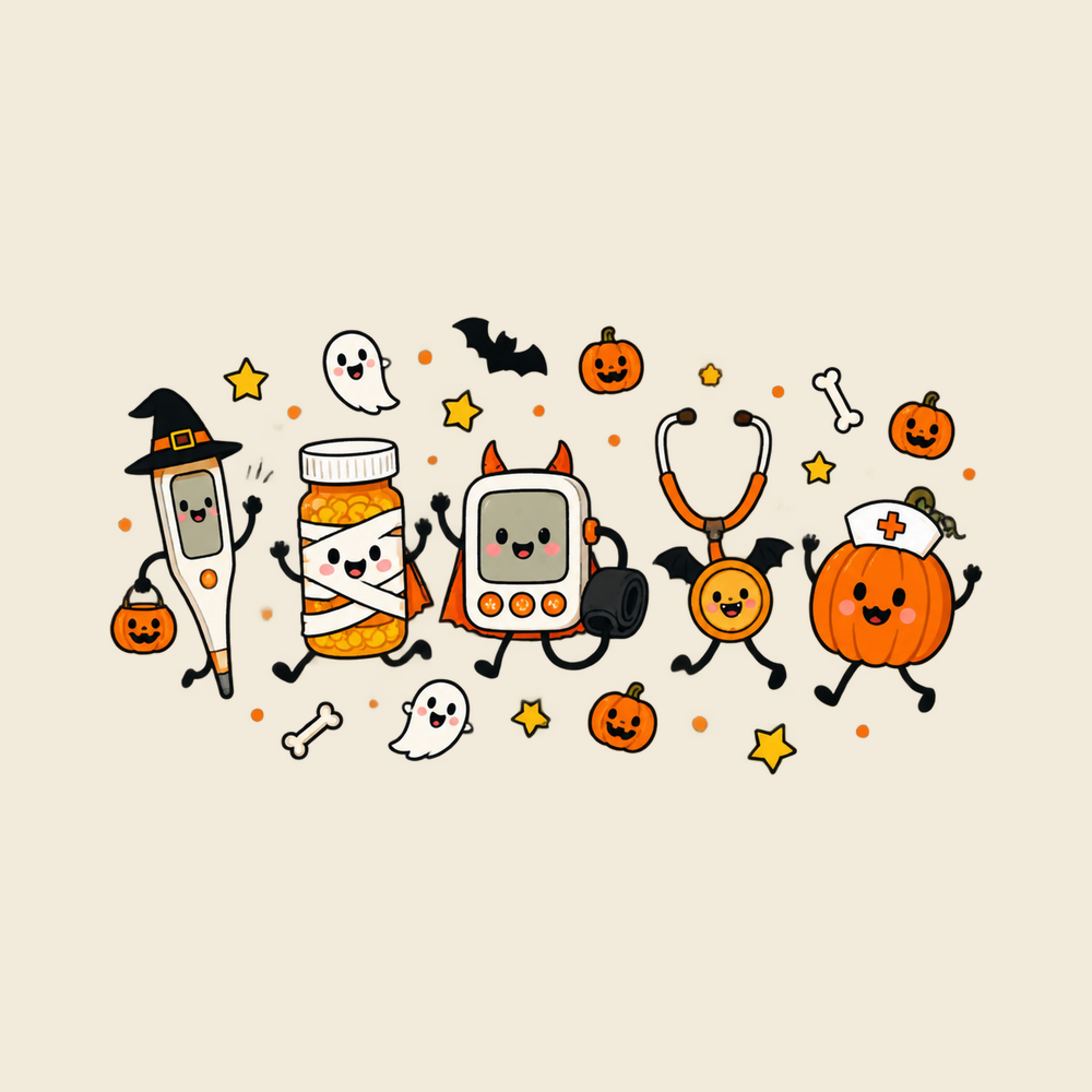 Cute Halloween Medical Kawaii Characters Halloween Nurse Shirt