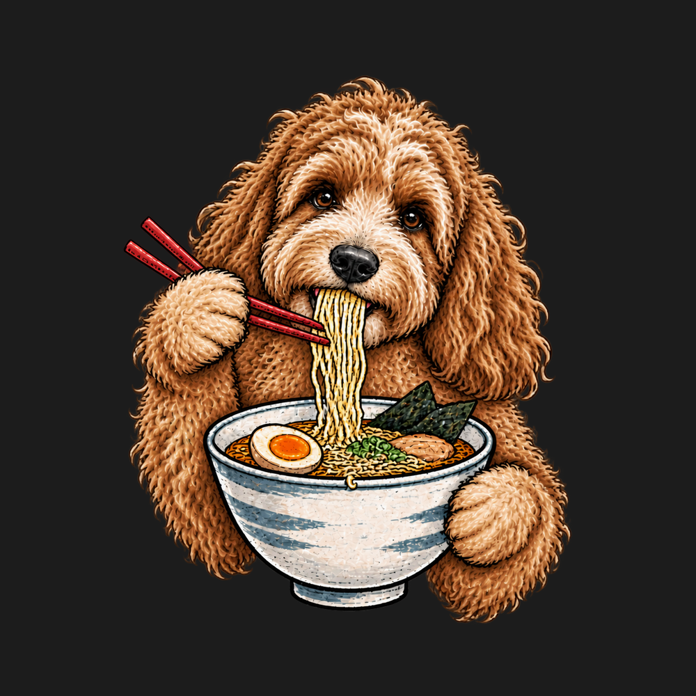 Cockapoo Eating Ramen Noodles Shirt - Funny Noodle Foodie Tee