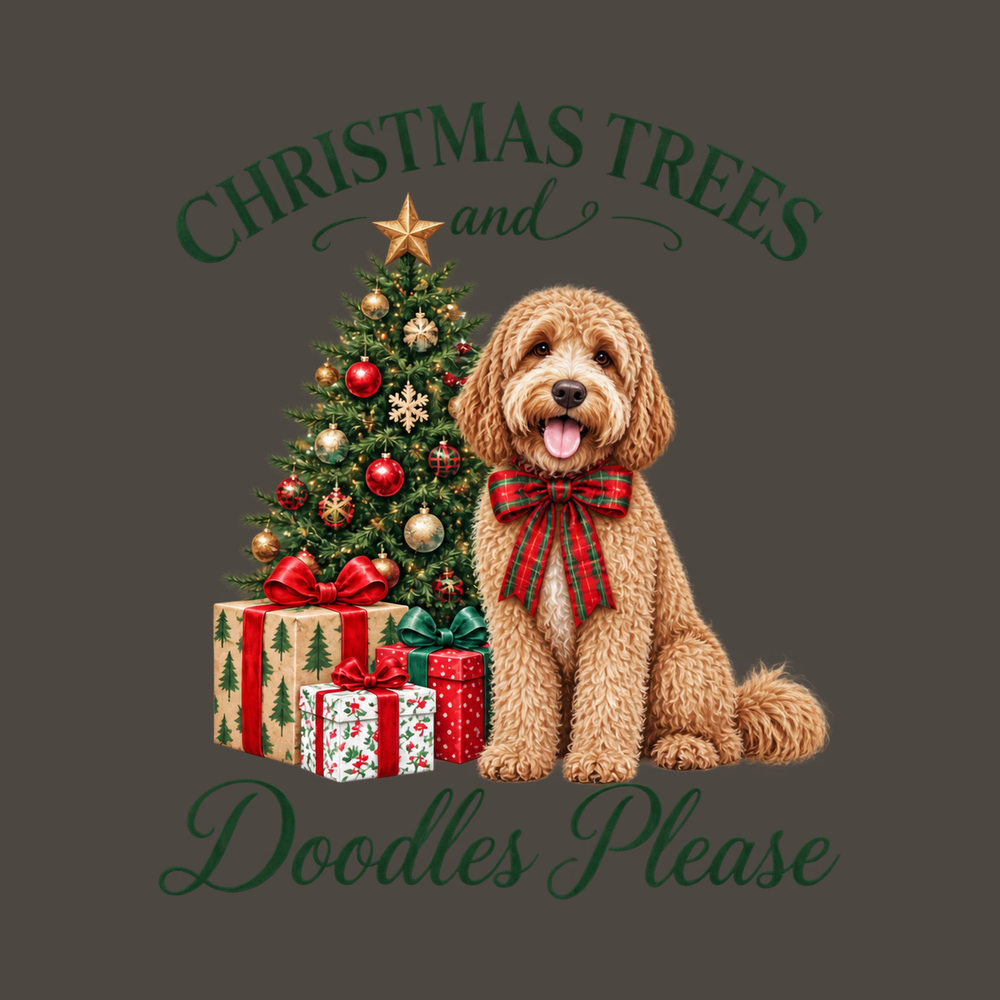 Cockapoo Christmas Tree Scene Comfort Colors Christmas Pet Shirt