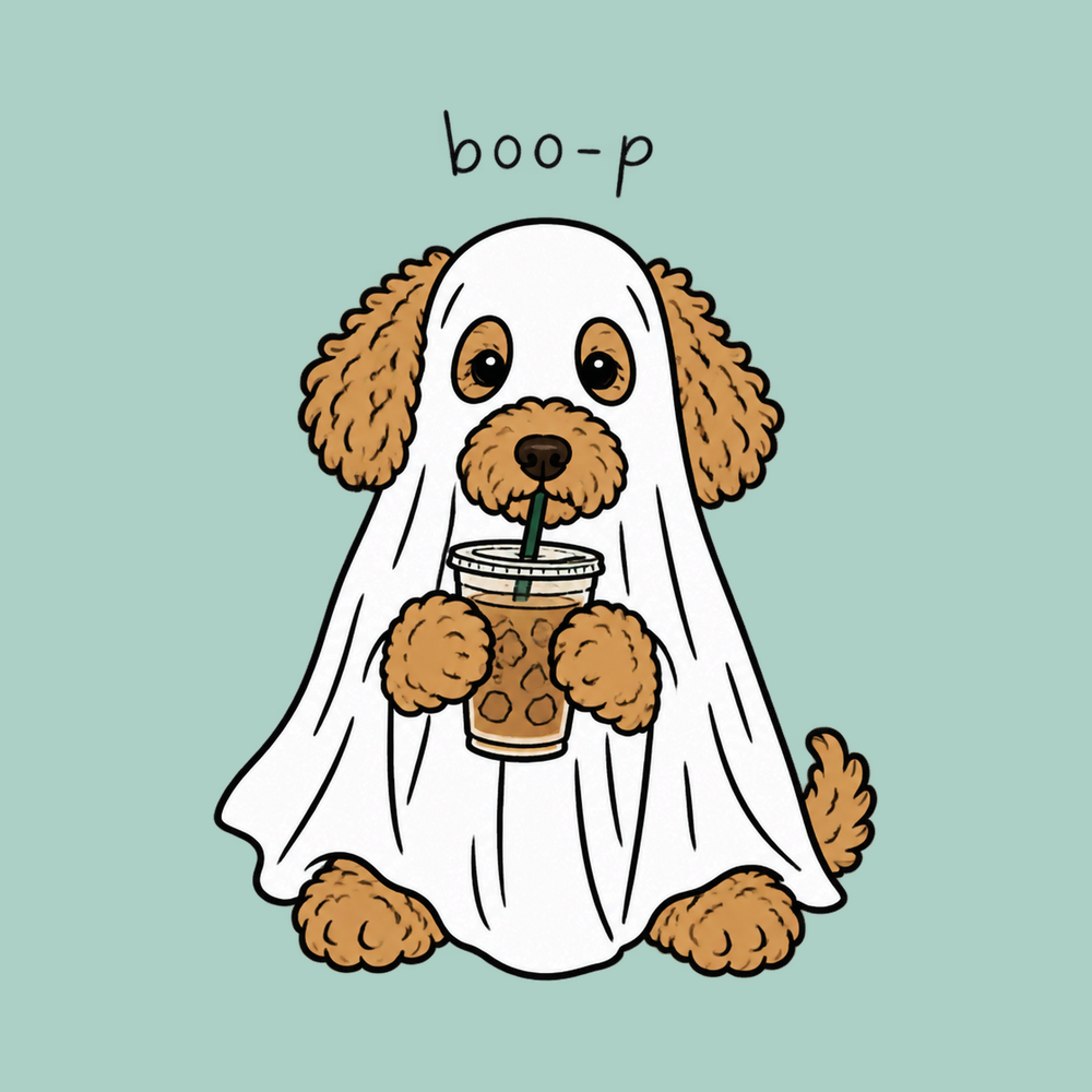 Ghost Goldendoodle Iced Coffee Cute Halloween Shirt