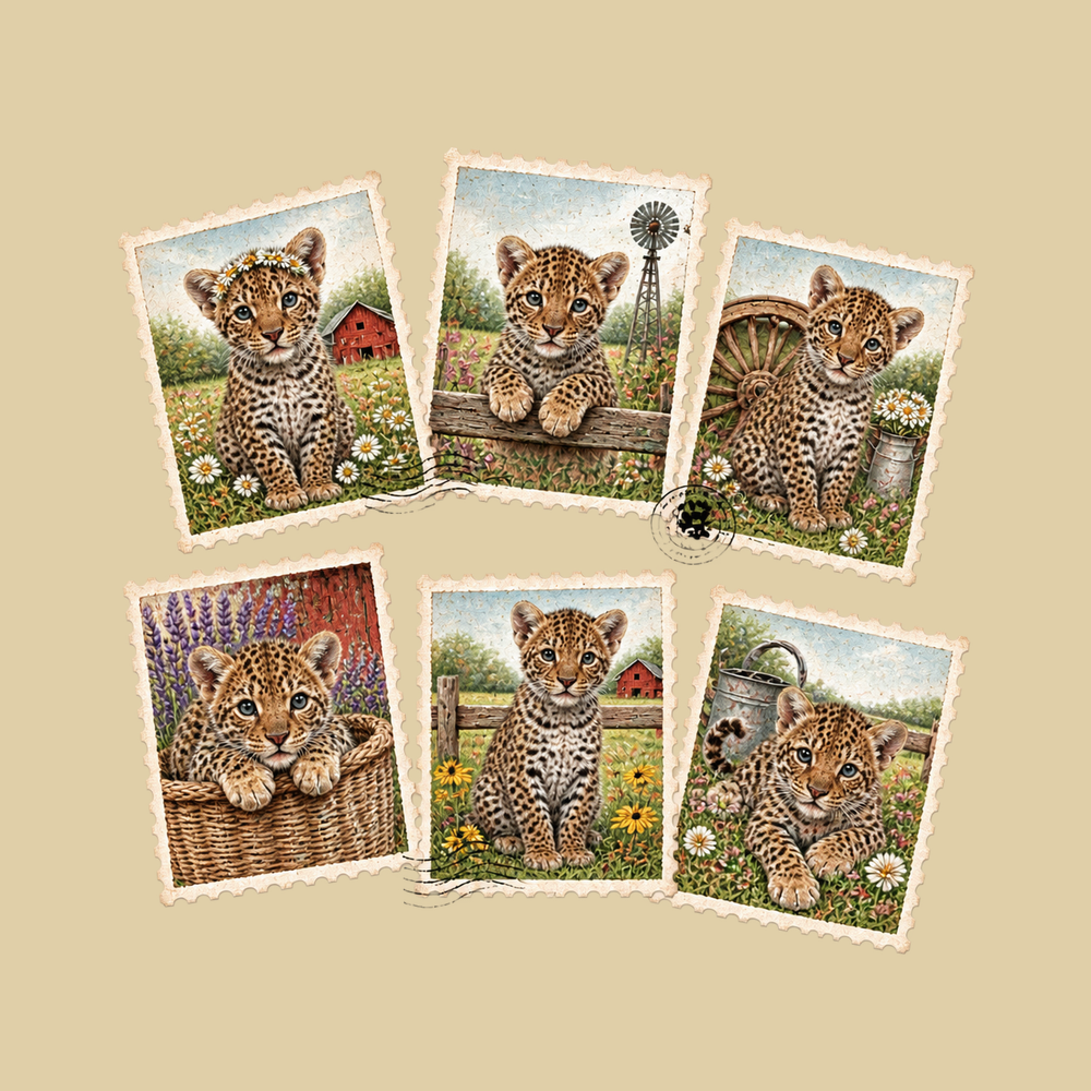 Vintage Postage Stamp Leopard Collection Comfort Colors T-Shirt