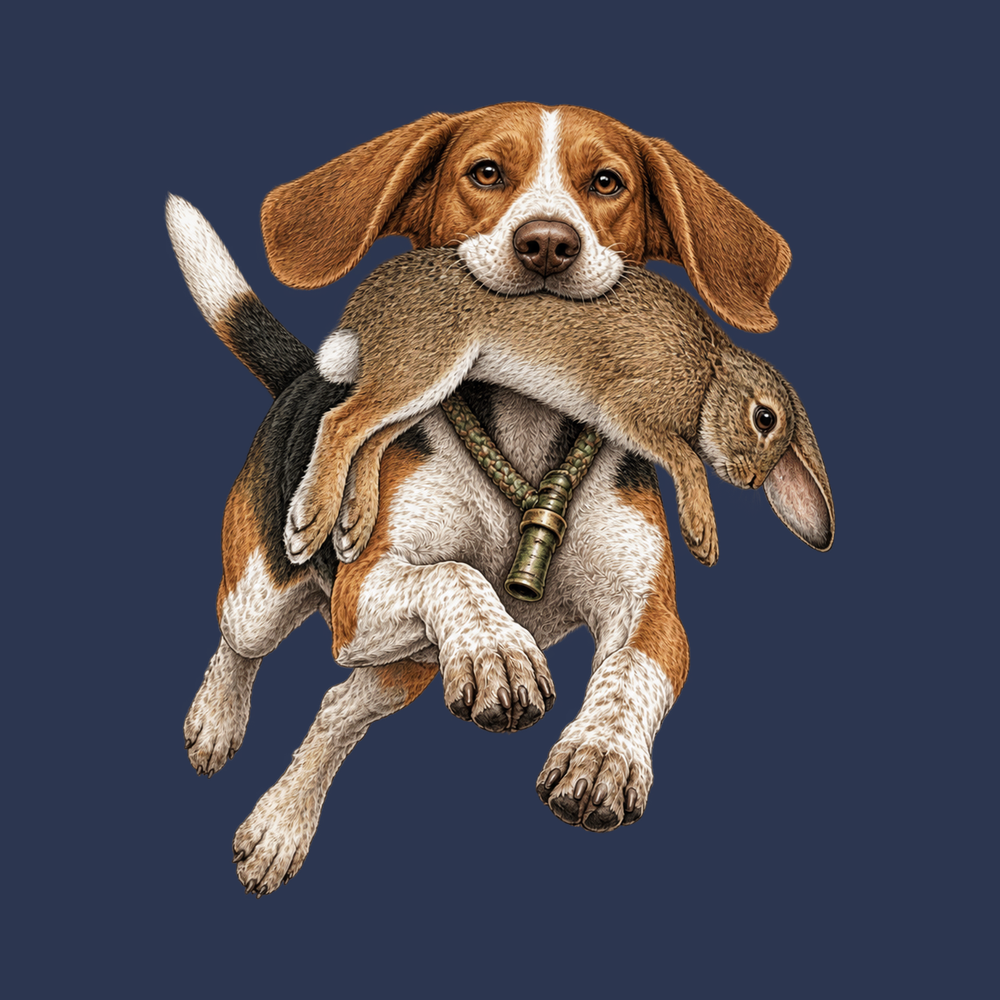 Beagle Hunting Wild Rabbit Garment-Dyed Vintage Wash T-Shirt
