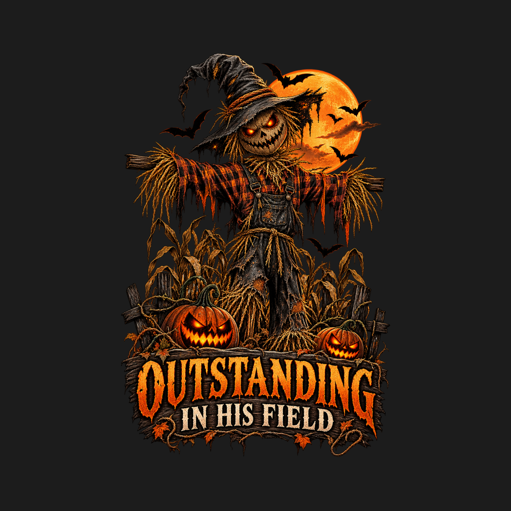 Scarecrow Outstanding In His Field Funny Halloween Farmer Dad Shirt