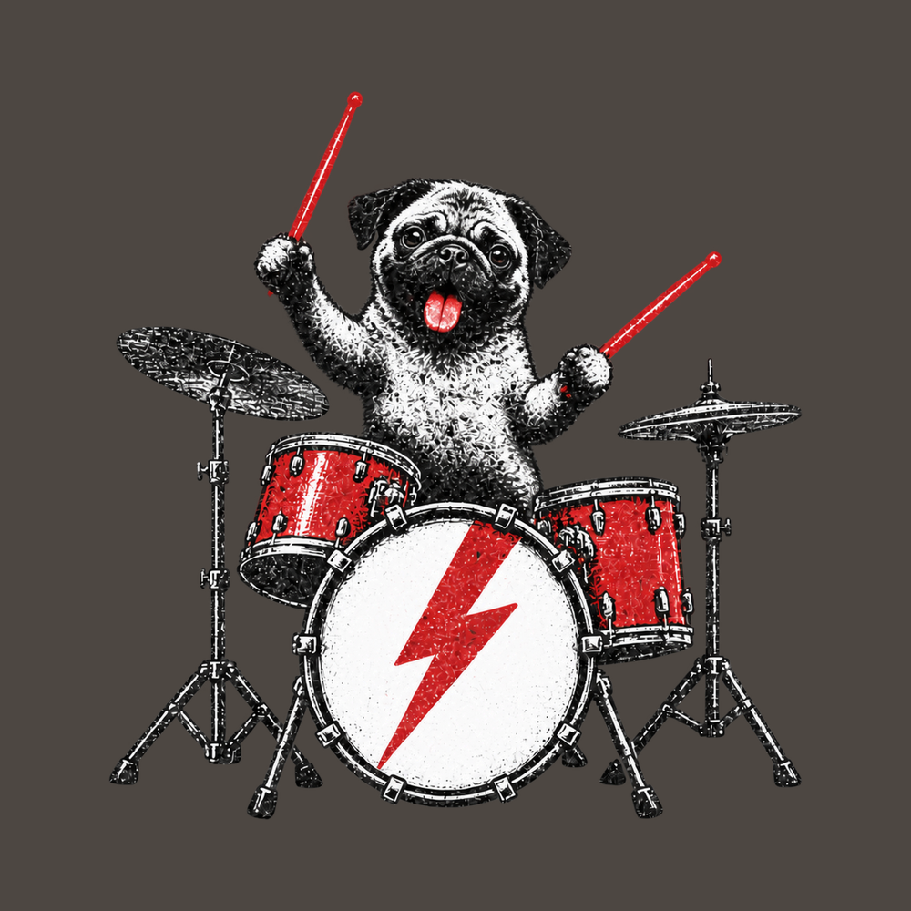 Rockstar Pug Drummer Comfort Colors Heavyweight Garment-Dyed T-Shirt