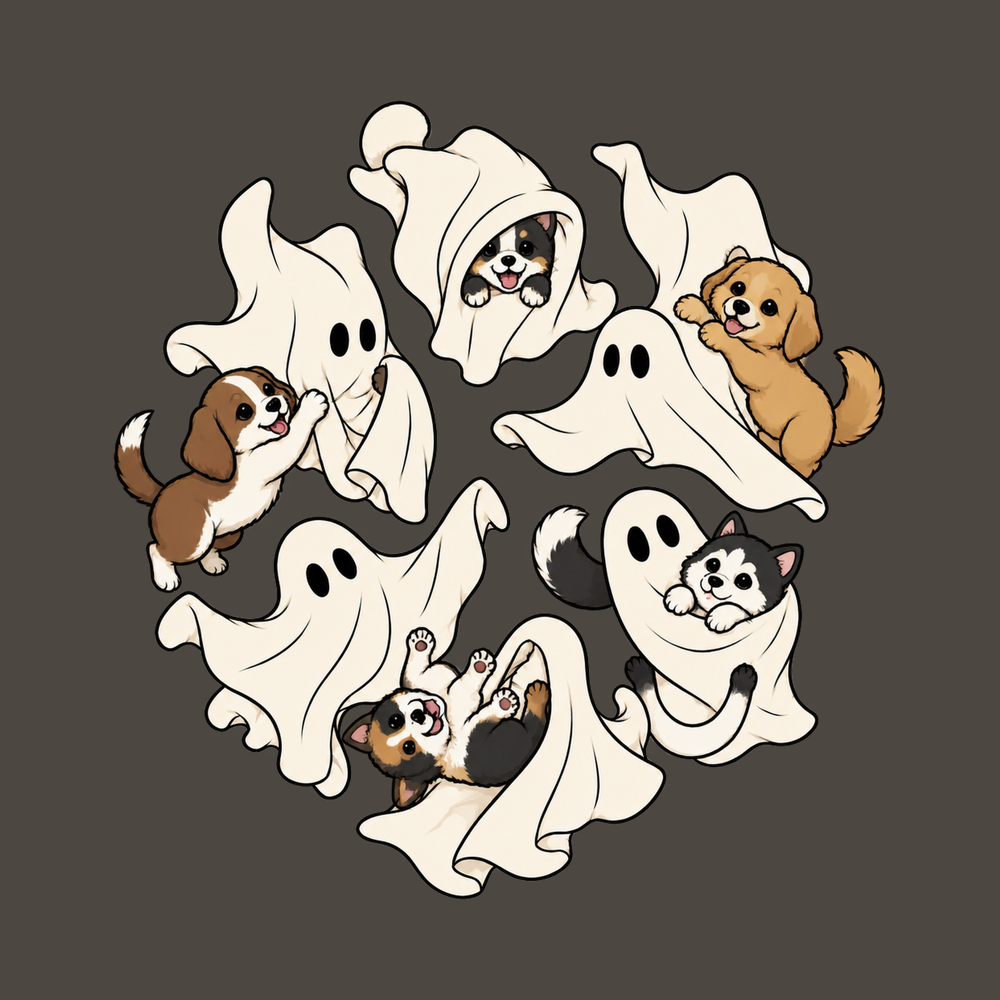 Cute Ghost Playing With Dogs Ghost Dog Shirt Halloween Dog Gift