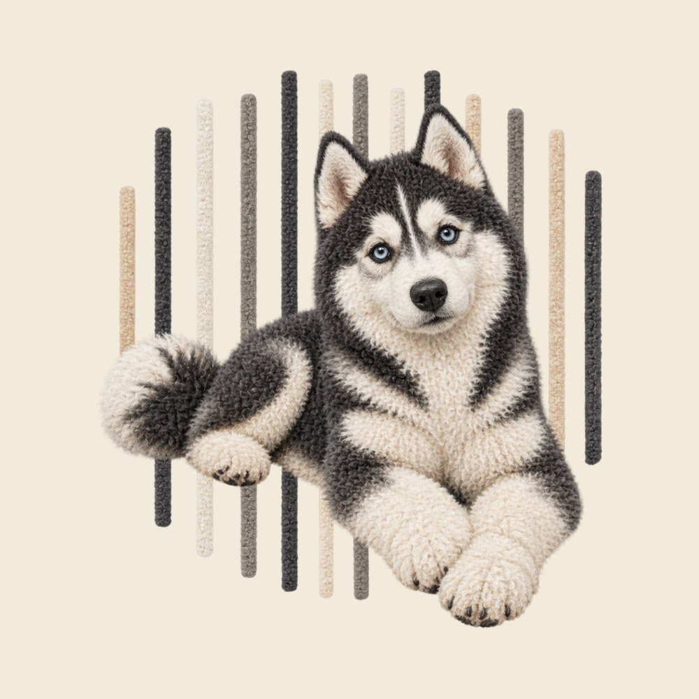 Textured Husky Vertical Stripes Vintage Siberian Husky Dog Shirt