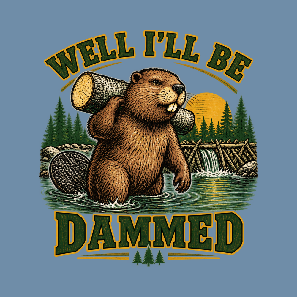 Well I'll Be Dammed Beaver Shirt Funny Camping Outdoorsman Gift