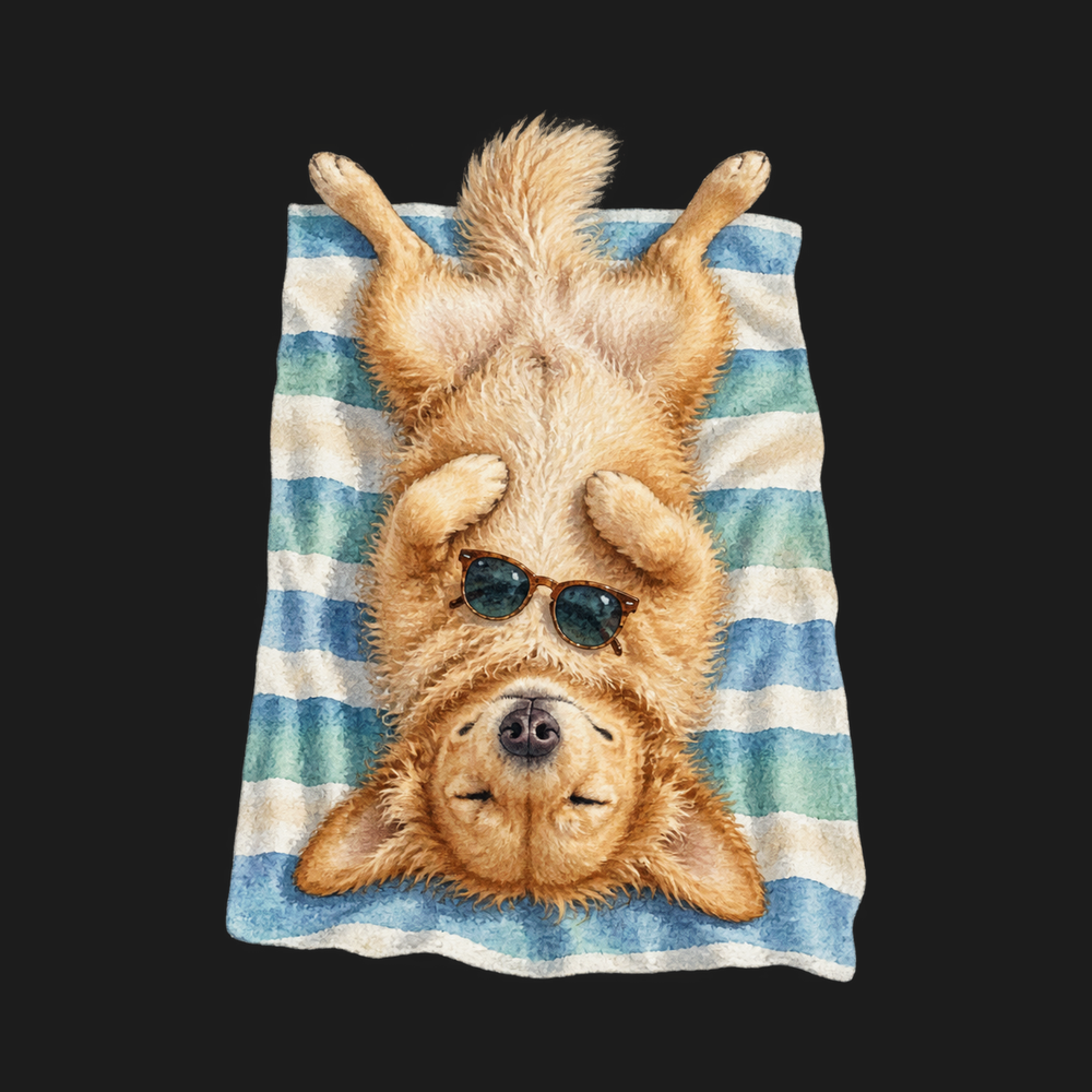 Sunbathing Golden Retriever On Towel Vintage Comfort Colors Tee