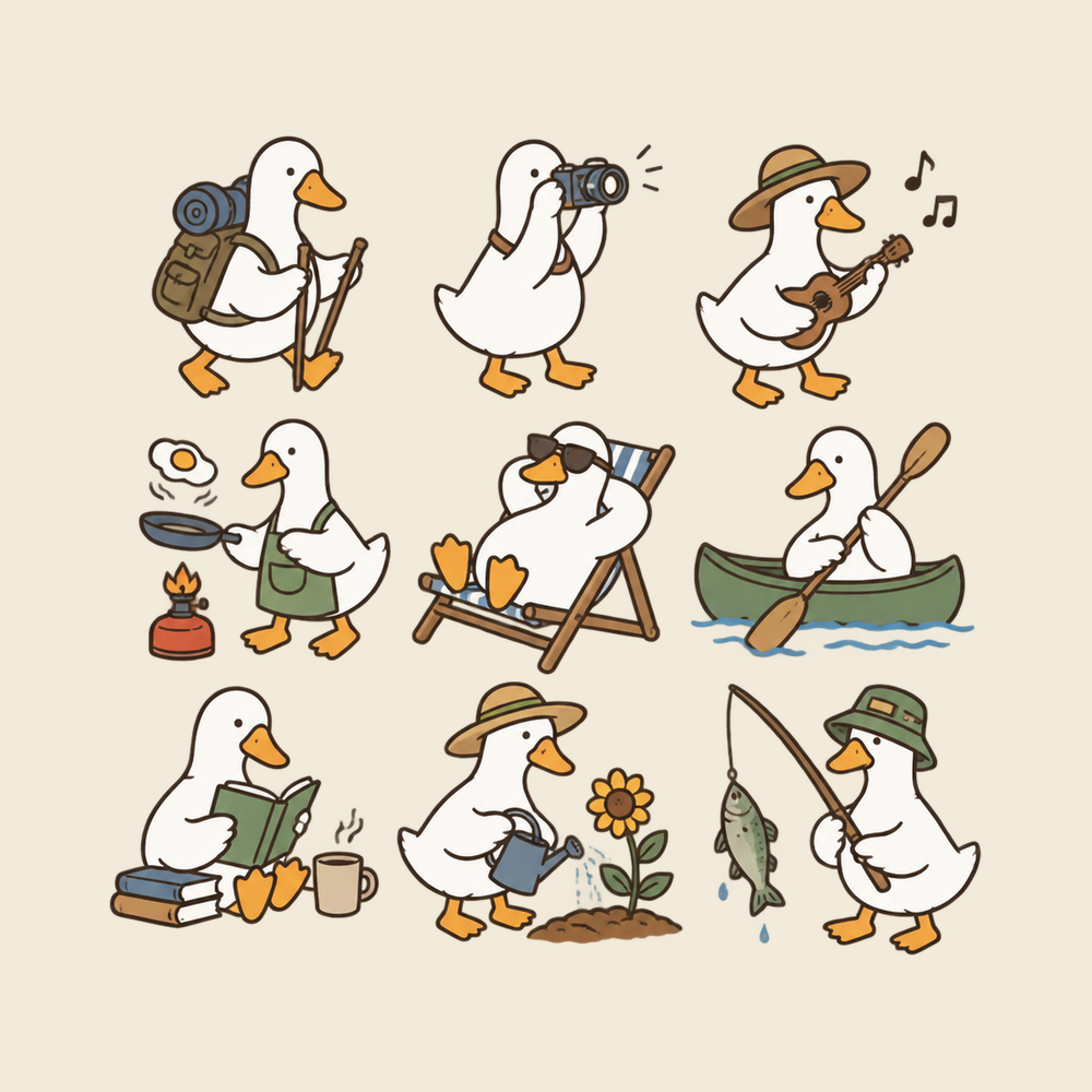Cute Ducks Outdoor Hobbies Set Camping Lover Shirt Duck Lover Gift