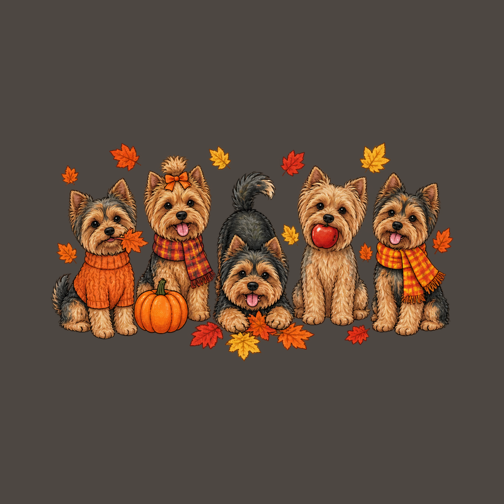 Fall Yorkies Autumn Squad Comfort Colors Unisex Vintage T-Shirt