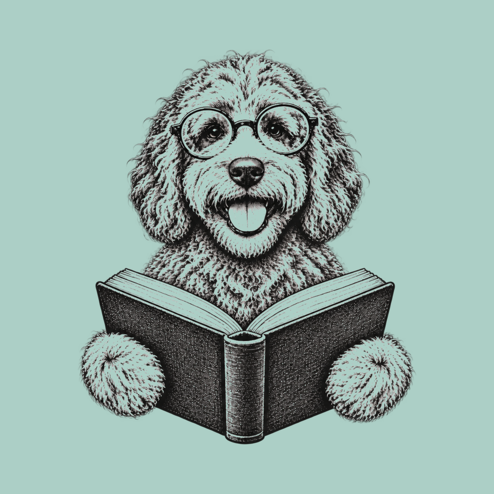 Labradoodle Reading A Book Vintage Shirt for Bookish Dog Lovers